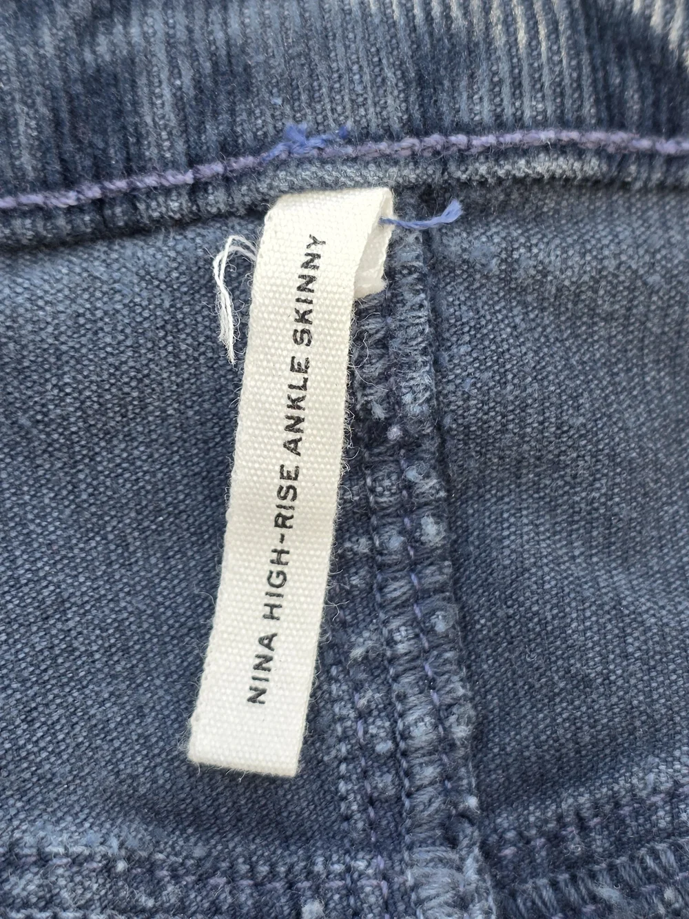 Rag & Bone Nina‎ High-Rise Ankle Skinny Corduroy Pants Navy Raw Hem 31